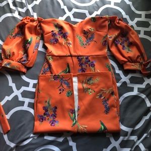 Orange printed dress